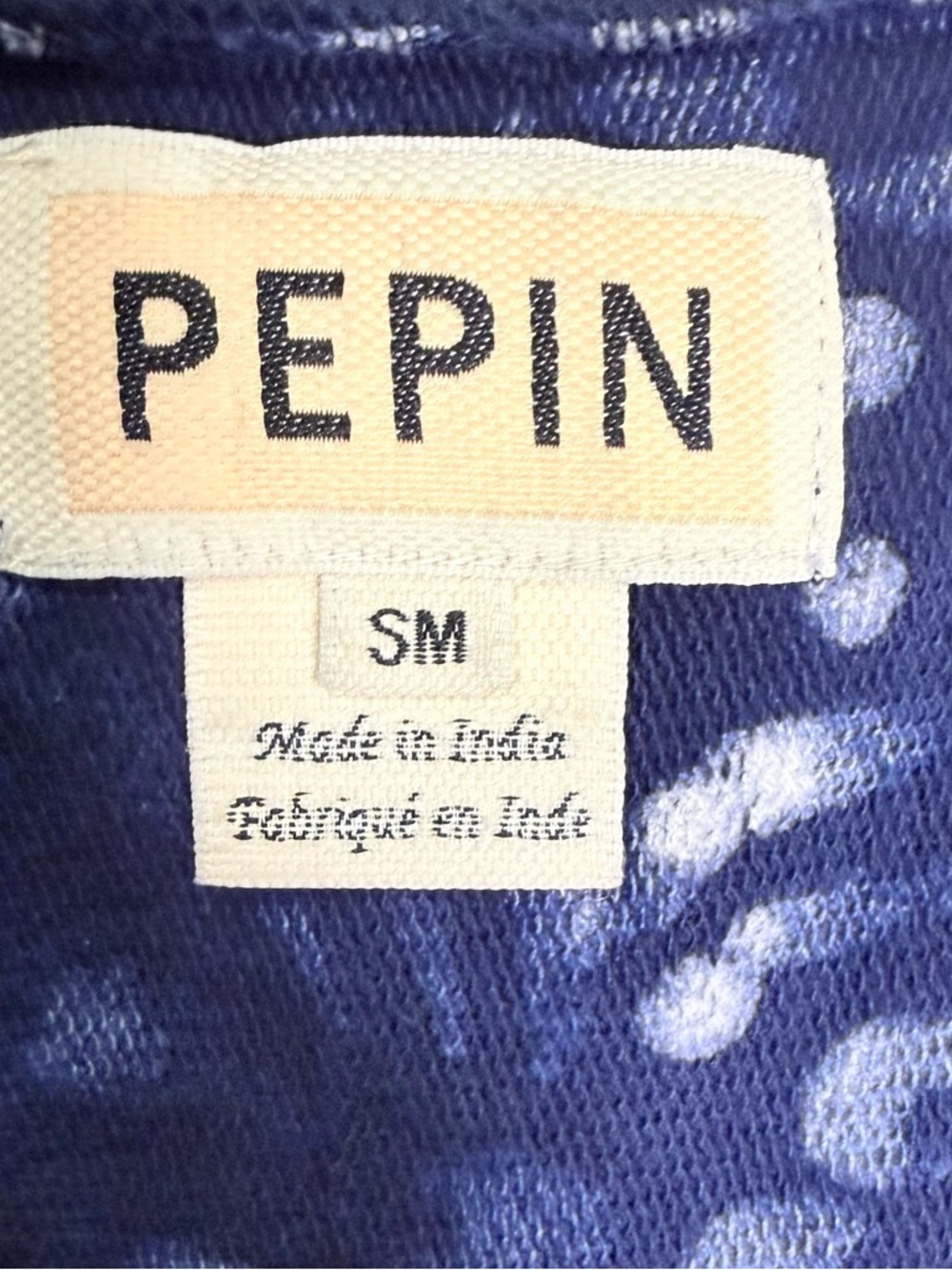 PEPIN Margo Hand Dyed Block Print Sweatshirt Blue Size S/M - Picture 6 of 8
